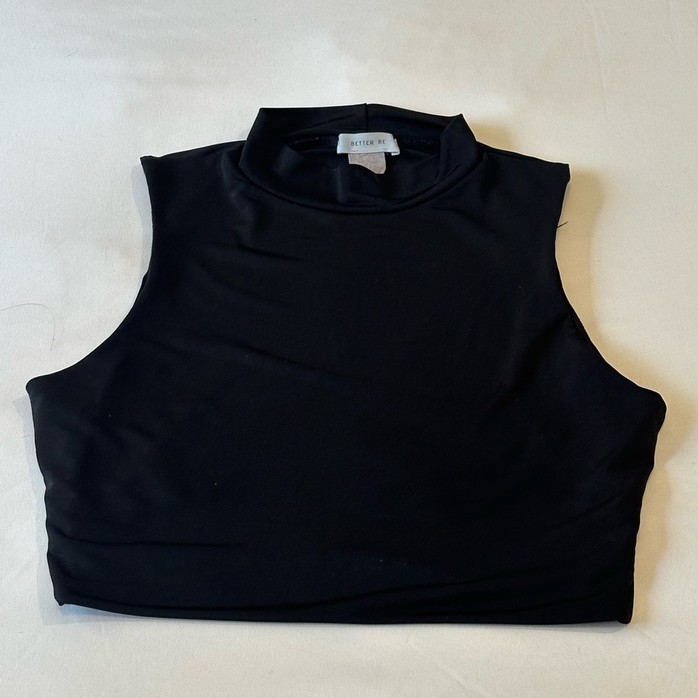 Black Mock Neck Crop Top